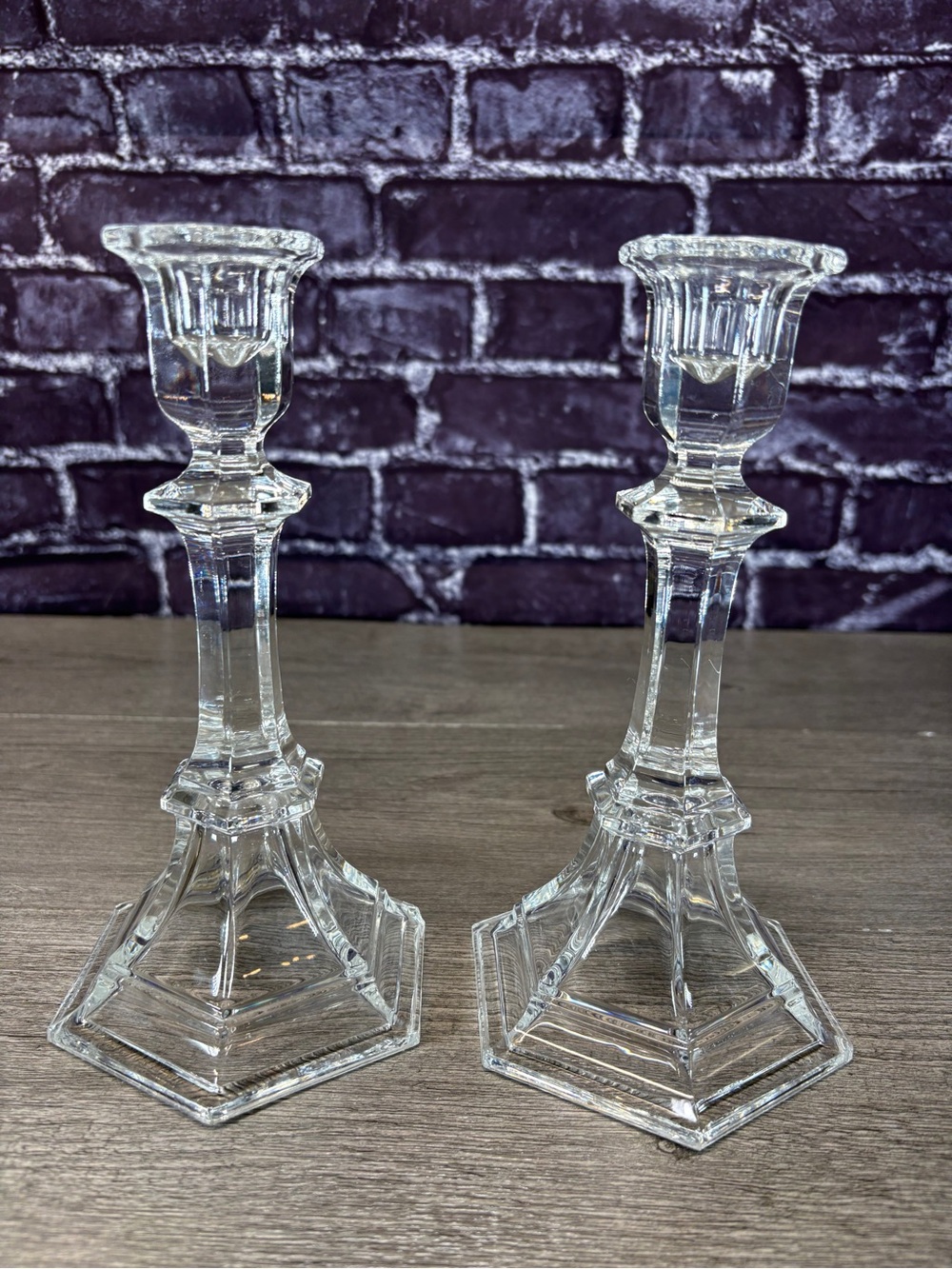 Vintage 24% Lead Crystal Candlestick Pair